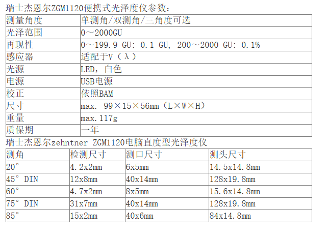 瑞士ZEHNTNER杰恩尔 光泽仪 ZGM 1120 20°60°(图1)